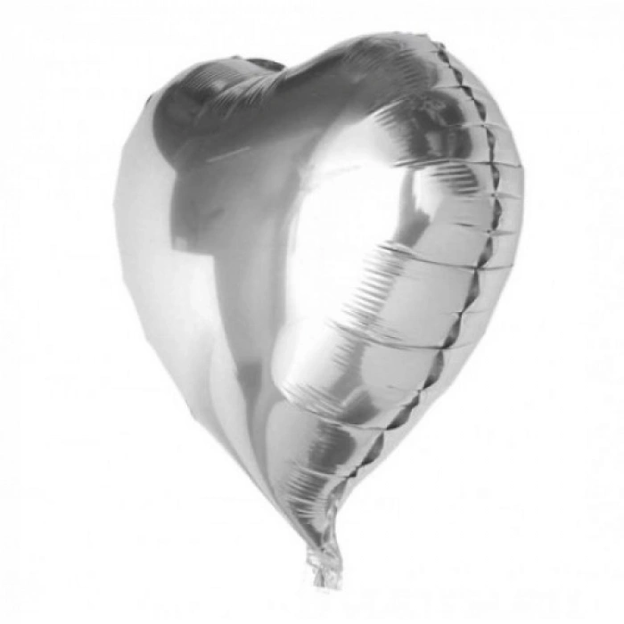 VipMarketim Kalp Folyo Balon Gümüş 60 cm 24 inç