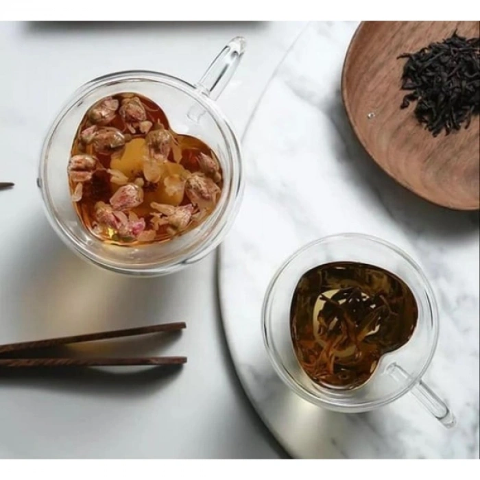 VipMarketim Kalp Şeklinde Cam Bardak