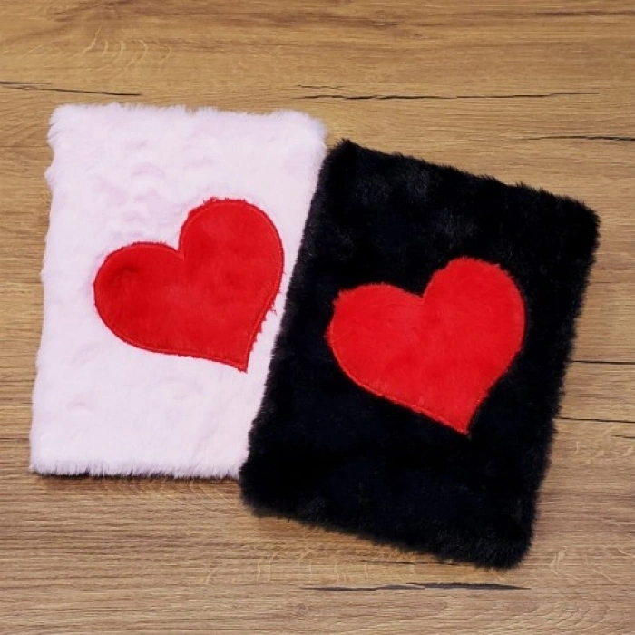 VipMarketim Kalpli Peluş Kapaklı Defter Hediyelik