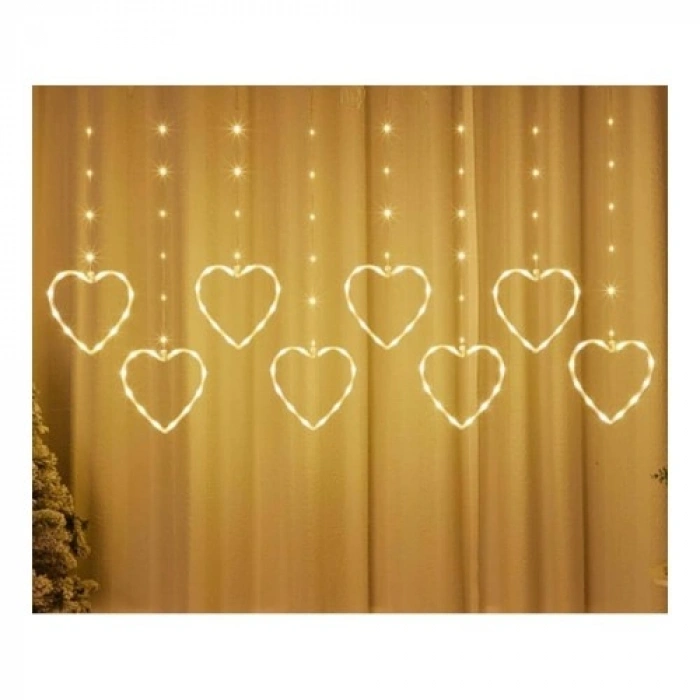 VipMarketim Kalpli Perde LED Işıklar, Sevgililer Günü Romantik LED Aydınlatma