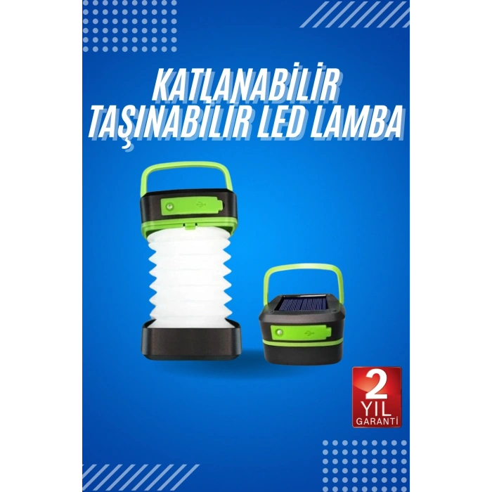 VipMarketim Kamp Lambası Katlanabilir Lamba Solar Şarjlı Led Lamba El Fenerli