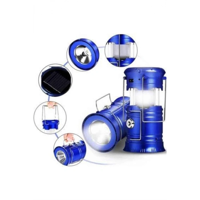 VipMarketim Kamp Lambası Solar Şarjlı Kızaklı Kamp Feneri Led Lamba Işıldak