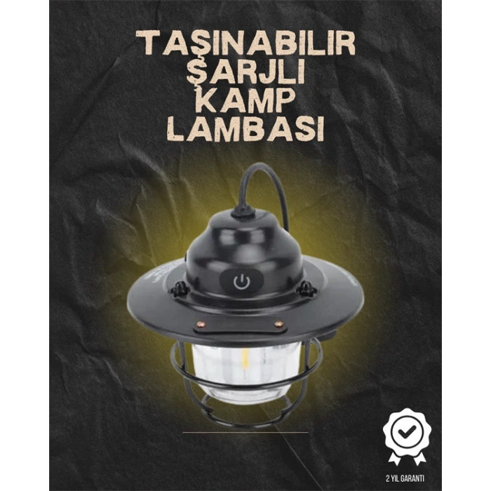 VipMarketim Kamp ve Bahçe İçin Retro LED Fener – Sıcak Işık Uzun Ömürlü Batarya