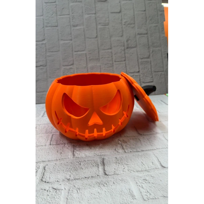 VipMarketim Kapaklı Balkabağı Dekor Kutusu 21×15 cm Halloween Temalı Saklama