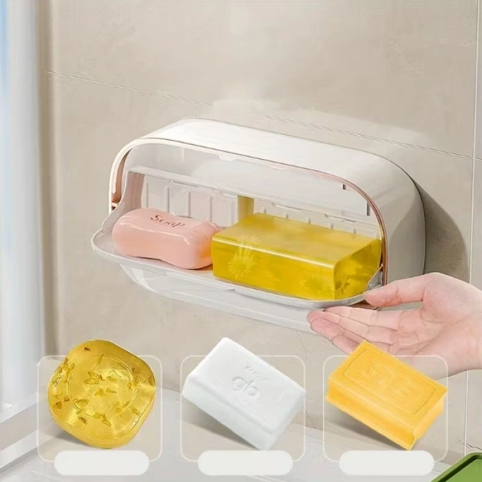 VipMarketim Kapaklı Ve Drenaj Bölmeli Duvara Monte Sabunluk