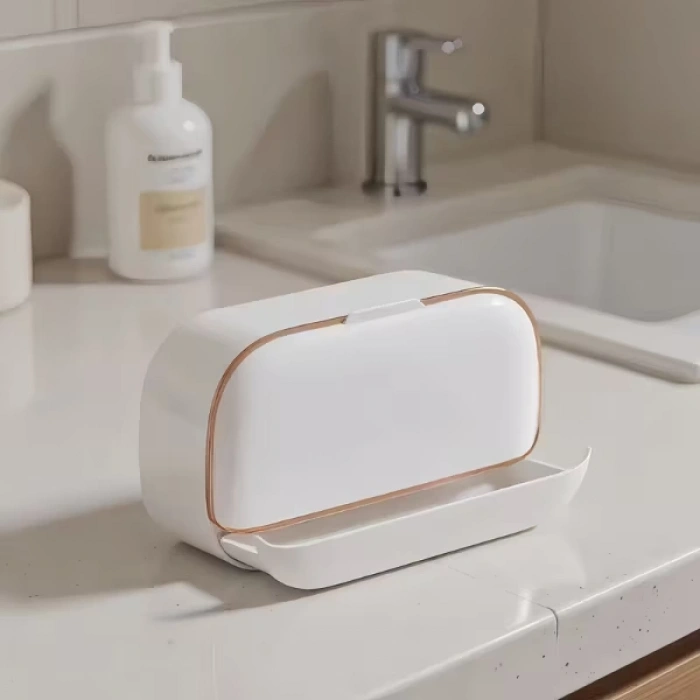 VipMarketim Kapaklı Ve Drenaj Bölmeli Duvara Monte Sabunluk