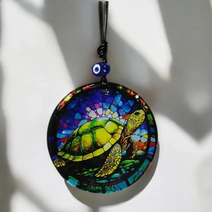 VipMarketim Kaplumbağa Desenli Mavi Renk 12 Cm Duvar Süsü