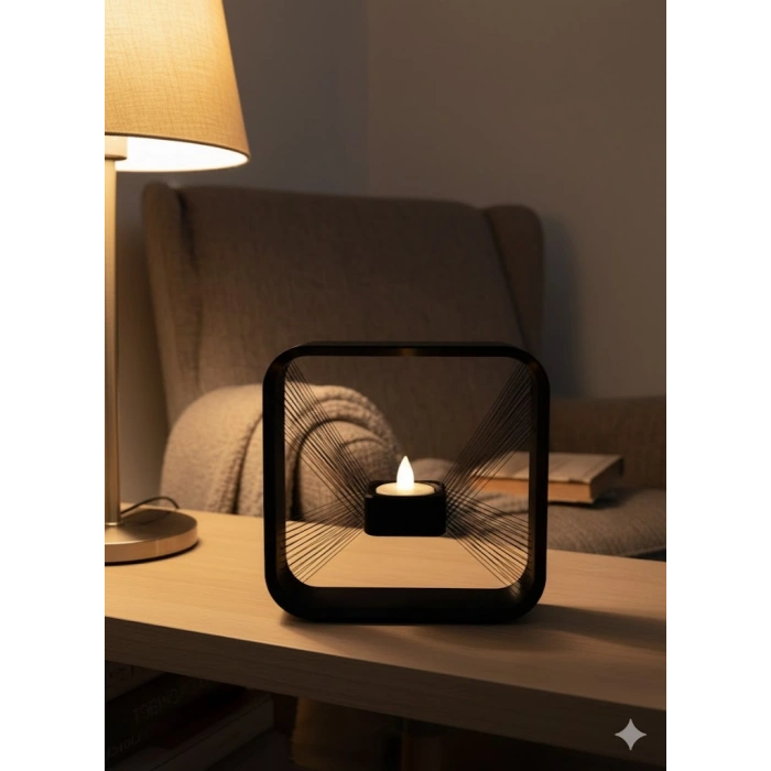 VipMarketim Kare Askılı Mumluk Duvara Asılan Şık Dekoratif Mumluk 16×16 cm