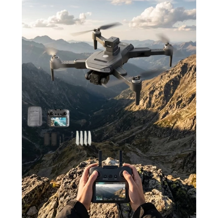 VipMarketim Katlanabilir GPS Destekli Akıllı Drone 4K Kamera Uzun Uçuş Süresi ve Engel Algılama Özellikli