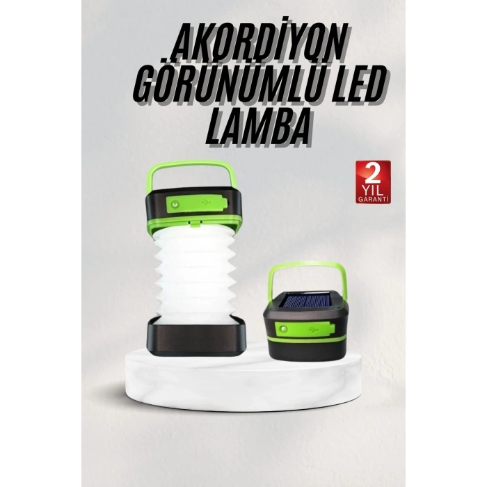 VipMarketim Katlanabilir Kamp Lambası Akordiyon Lamba Şarjlı 3 Kademeli Solar