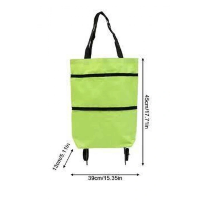 VipMarketim Katlanabilir Tekerlekli Çantalı Çarşı Pazar Arabası Alışveriş Çantası Piknik Çantası