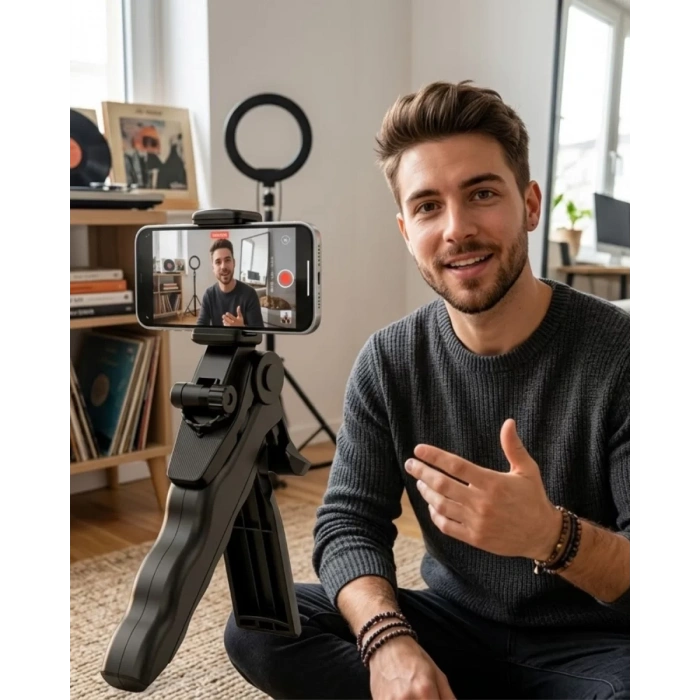 VipMarketim Katlanabilir Telefon Standı Mini Tripod Masaüstü Video Çekim Tutucu