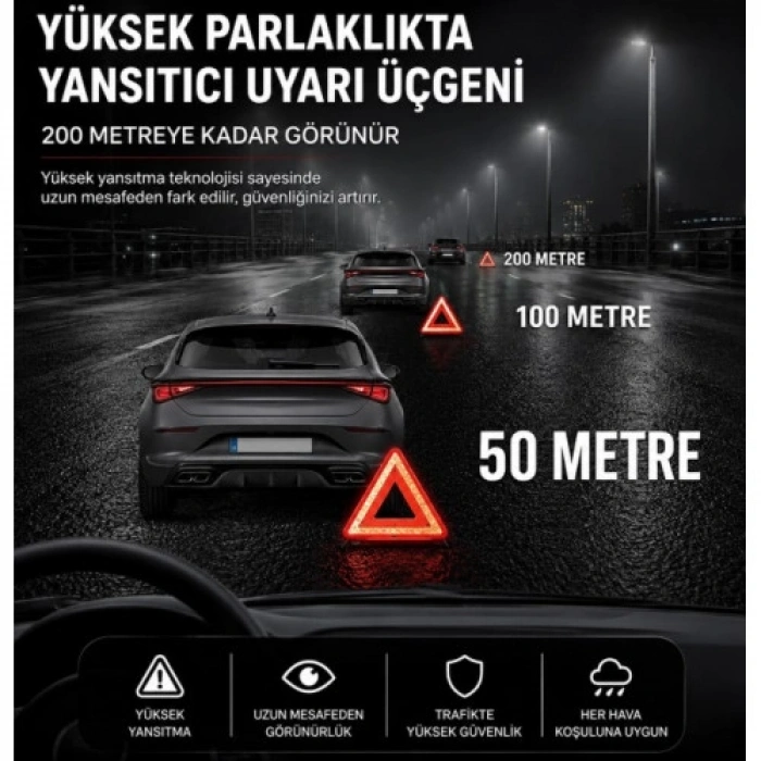 VipMarketim Katlanabilir Üçgen Acil Durum Reflektörü