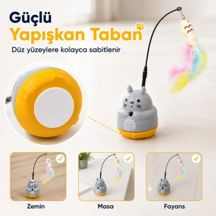 VipMarketim Kedi Şekilli Dönen Peluş Balıklı Olta Oyuncağı
