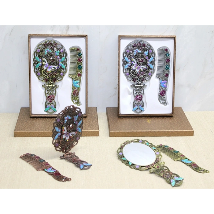 VipMarketim Kelebek Katlanabilir Ayna Ve Tarak Seti Büyük Boy