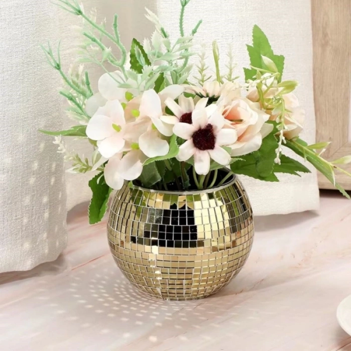 VipMarketim Kendinden Yapışkanlı Aynalı Kare Gold Sticker 30x30 Cm