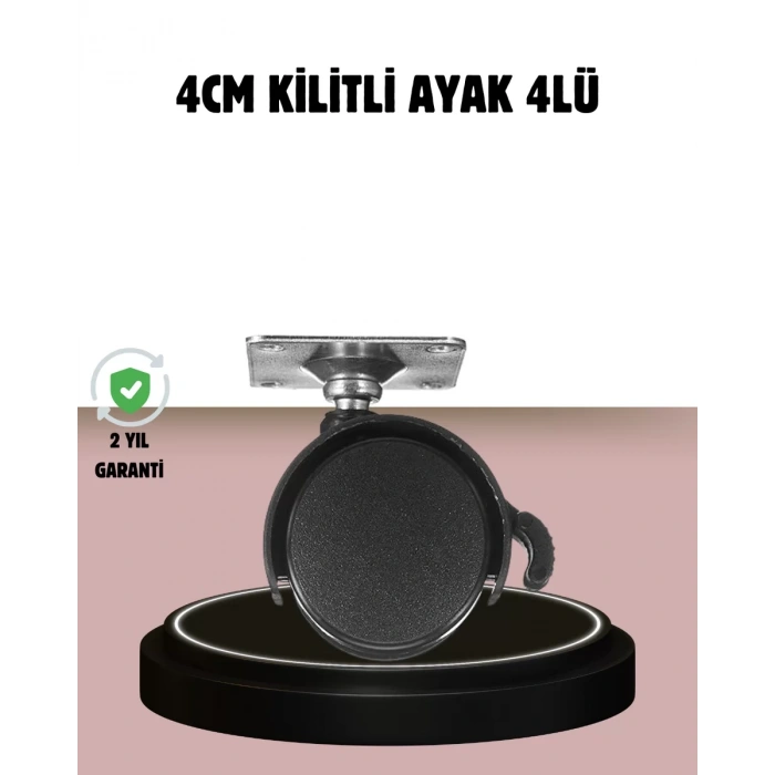VipMarketim Kilitli 4 cm Tekerlek Ayak 4’lü Set Zemin Koruyucu