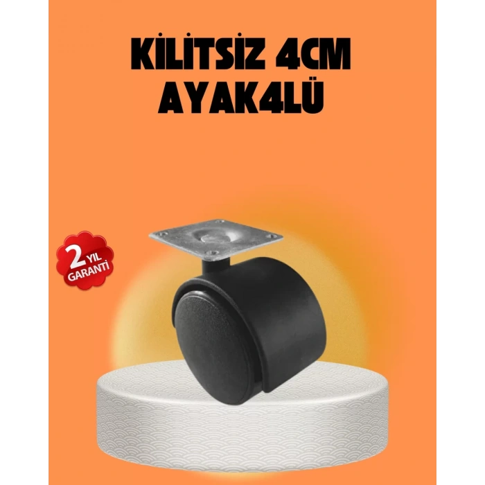 VipMarketim Kilitsiz 4 cm Tekerlek Ayak 4’lü Set Sessiz ve Dayanıklı