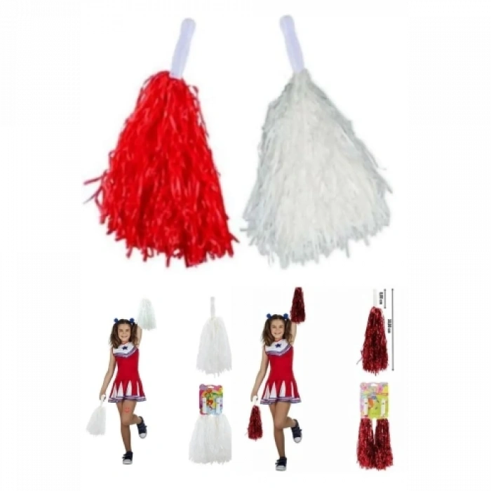 VipMarketim KIRMIZI BEYAZ GÖSTERİ PONPONU