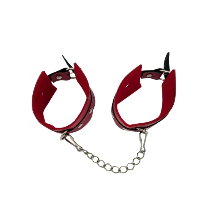 VipMarketim Kırmızı Deri El Kelepçesi