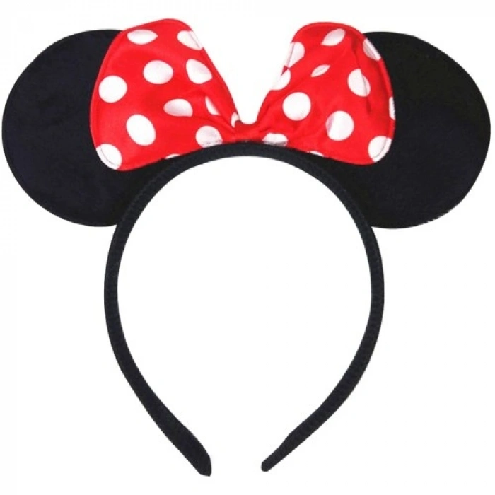 VipMarketim Kırmızı Fiyonklu Minnie Mouse Taç Fare Tacı Kafa Bandı