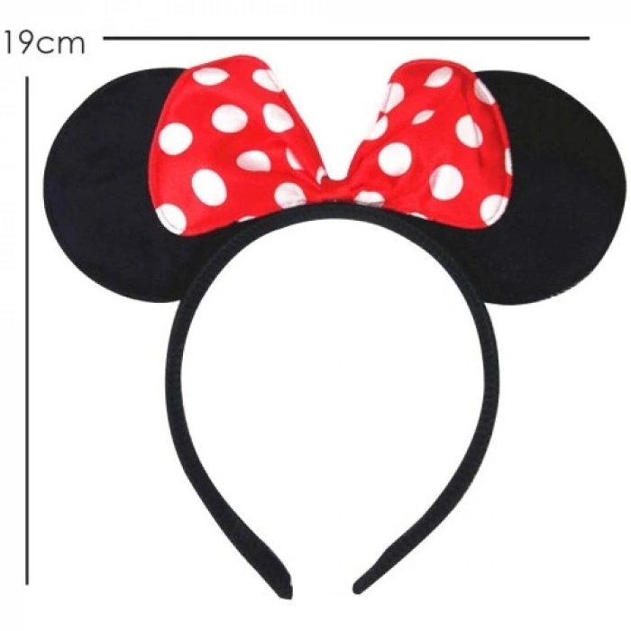 VipMarketim Kırmızı Fiyonklu Minnie Mouse Taç Fare Tacı Kafa Bandı