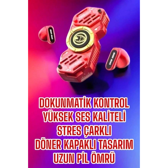 VipMarketim Kırmızı Kablosuz Bluetooth Kulaklık Stres Çarklı Oyuncu Kulaklığı