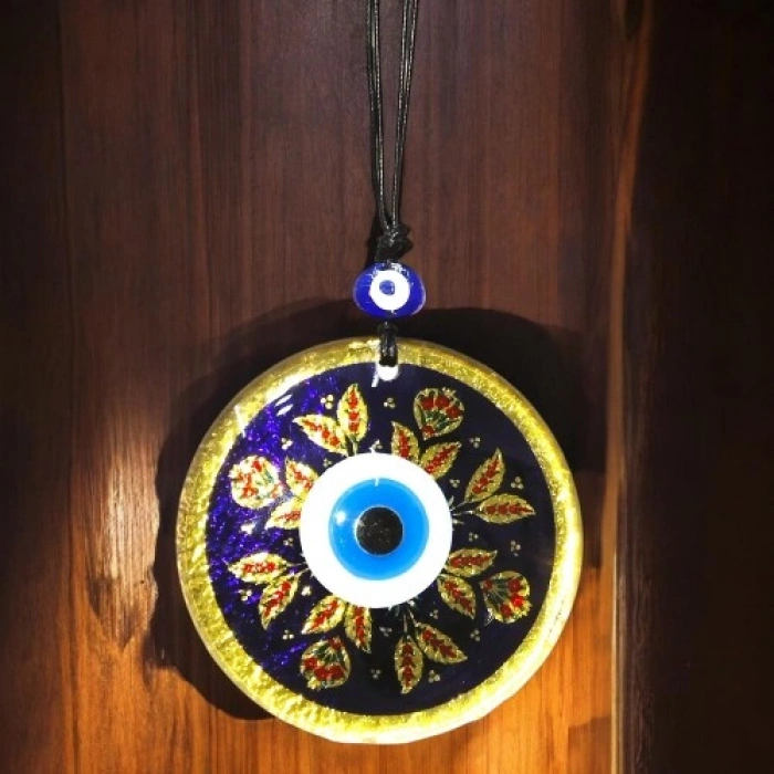 VipMarketim Kırmızı Laleli Gold Renk Cam Süs Altın Varaklı Duvar Dekoru