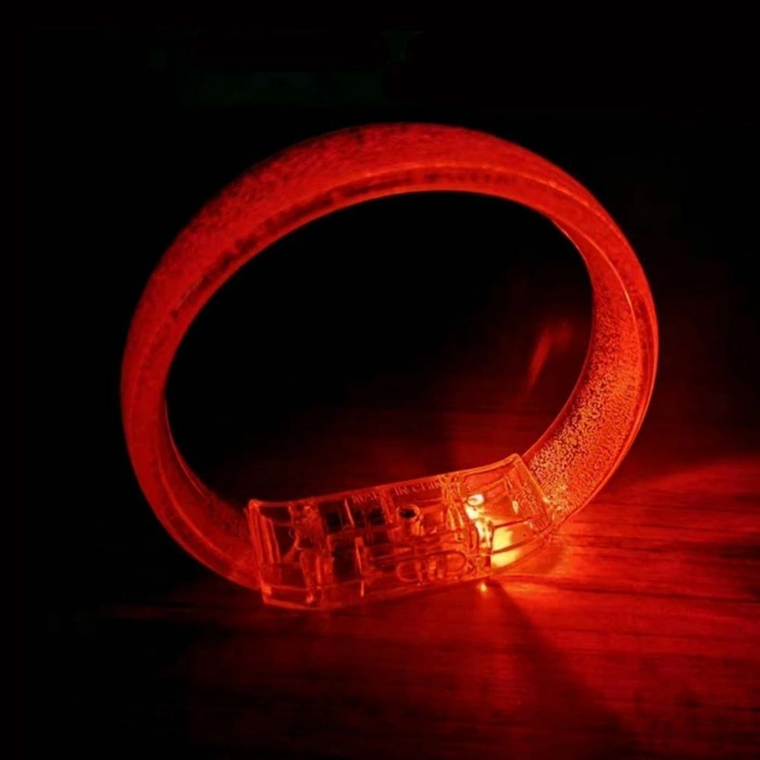 VipMarketim Kırmızı Led Işıklı Baskı Yapılabilen Pilli Bileklik Bilezik 1,5 cm Genişlik