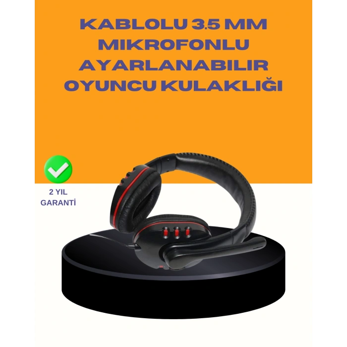 VipMarketim Kırmızı Oyuncu Kulaklığı Bilgisayar Uyumlu Stereo Yüksek Ses Kaliteli