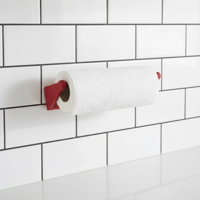 VipMarketim Kırmızı Peçete Askısı Mutfak Duvar Tipi Peçetelik Organizer