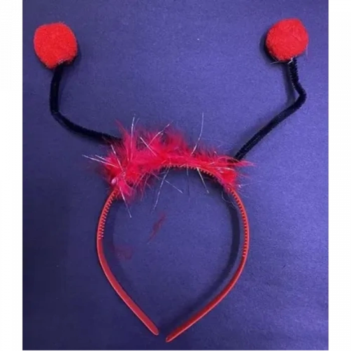 VipMarketim Kırmızı Ponponlu Gösteriler İçin Plastik Uğur Böceği Tacı