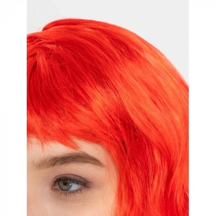 VipMarketim Kırmızı Renk Uzun Dalgalı Parti Peruğu