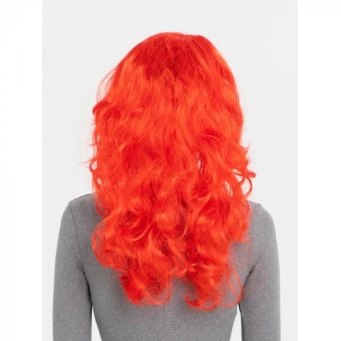 VipMarketim Kırmızı Renk Uzun Dalgalı Parti Peruğu