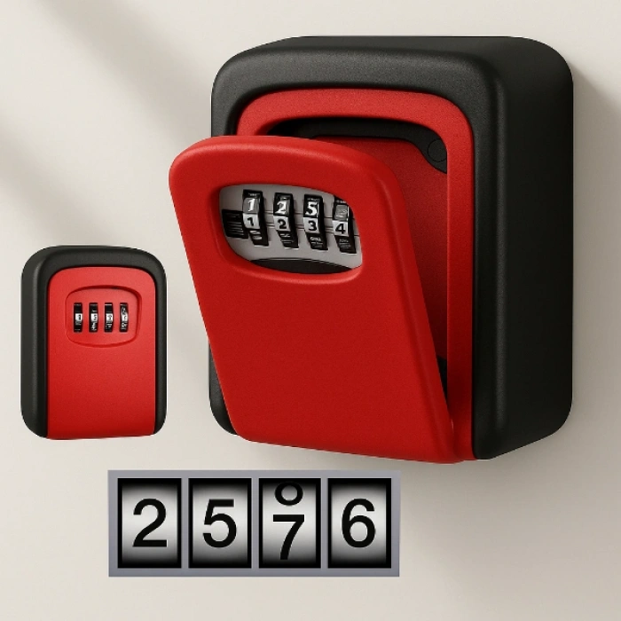 VipMarketim Kırmızı Şifreli Anahtar ve Eşya Saklama Güvenlik Kasası