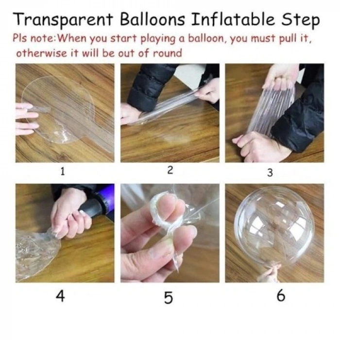 VipMarketim Kırmızı Simli Yuvarlak Şeffaf Balon 24 İnç