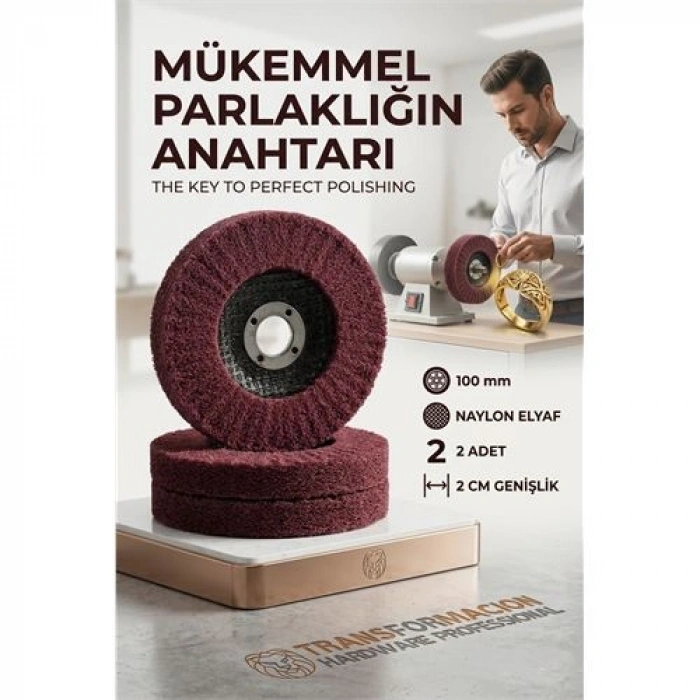 VipMarketim Kırmızı Skoç Elyaf Mop Parlatma Diski - 100 MM Metal ve Paslanmaz 723117