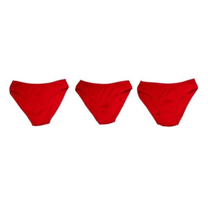 VipMarketim Kırmızı Yılbaşı Desenli 3Lü Pamuklu Külot Takımı