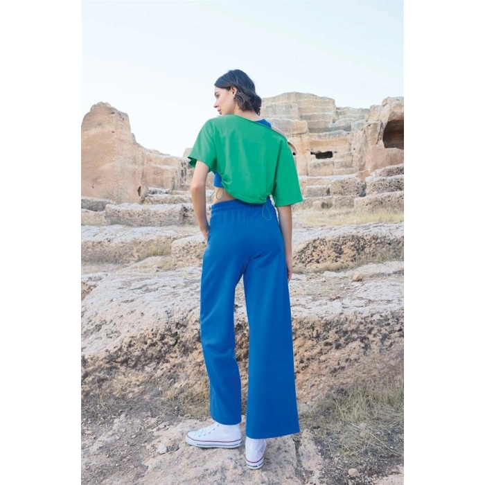 Vipmarketim Kısa Kollu never Give Up 3lü Crop Eşofman Takımı