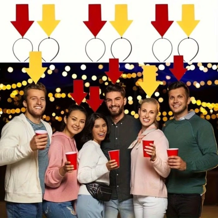 VipMarketim Kişiselleştirilebilir Ok İşaretli Mesaj Tacı (2’li Set Sarı-Kırmızı)