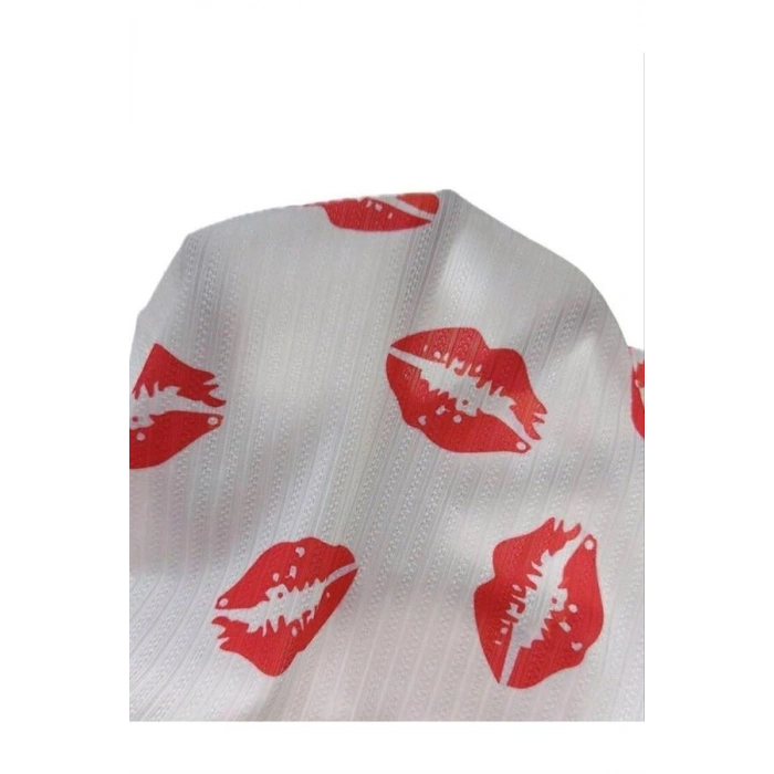 VipMarketim  Kiss Öpücük Beyaz Şortlu Takım