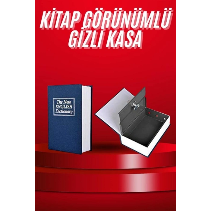 VipMarketim Kitap Görünümlü Gizli Kasa Büyük Boy Anahtarlı Kilitli Para Kasası