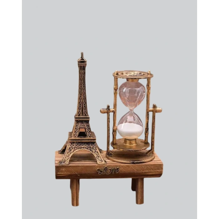 VipMarketim Klasik Tasarımlı Ahşap Kum Saati – Ev ve Ofis İçin Masaüstü Aksesuarı