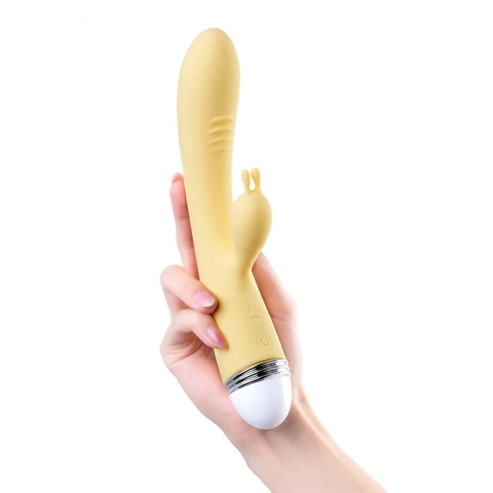 VipMarketim Klitoral Uyarıcılı 10 Modlu Usb Şarjlı 22cm Sarı Vibratör