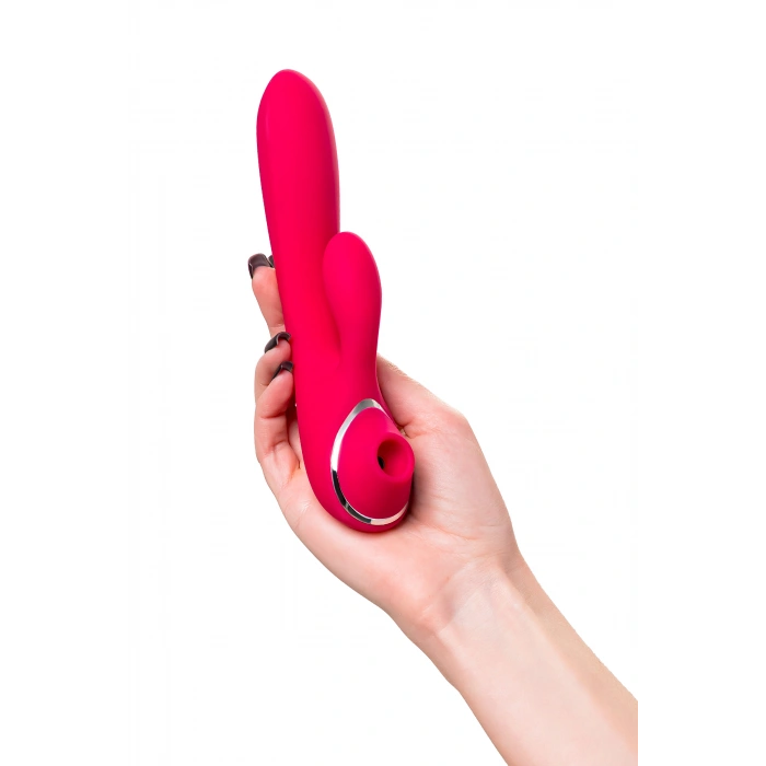 VipMarketim Klitoral Uyarıcılı Vibratör Jos Doobl, Silikon, Pembe, 20 Cm