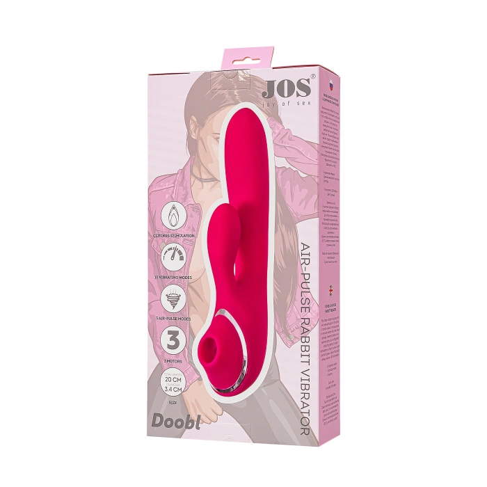 VipMarketim Klitoral Uyarıcılı Vibratör Jos Doobl, Silikon, Pembe, 20 Cm