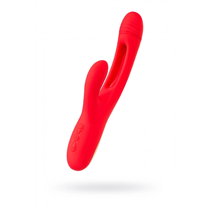 VipMarketim Klitoral uyarıcılı vibratör JOS Patti, hareketli dilli, silikon, kırmızı, 24 cm