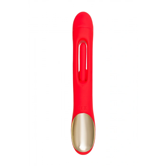 VipMarketim Klitoral uyarıcılı vibratör JOS Patti, hareketli dilli, silikon, kırmızı, 24 cm