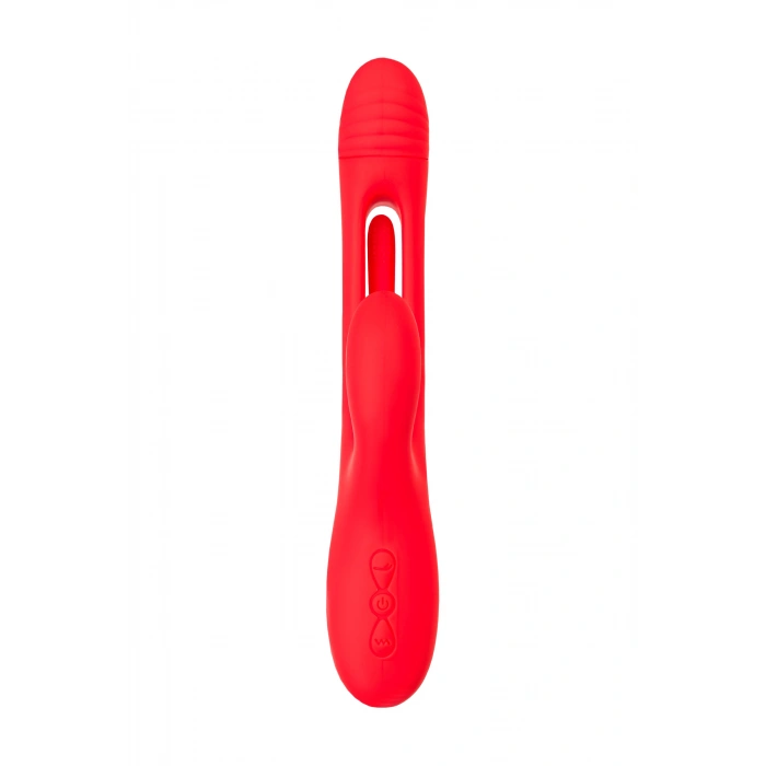 VipMarketim Klitoral uyarıcılı vibratör JOS Patti, hareketli dilli, silikon, kırmızı, 24 cm