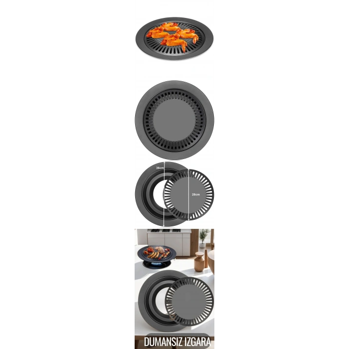 VipMarketim Kokusuz Dumansız Izgara Su Hazneli Ocak Üstü Grill